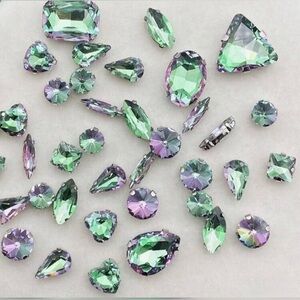 Decorative Iridescent Green & Purple Rhinestones | DIY & Sewing | New | 50 Piece